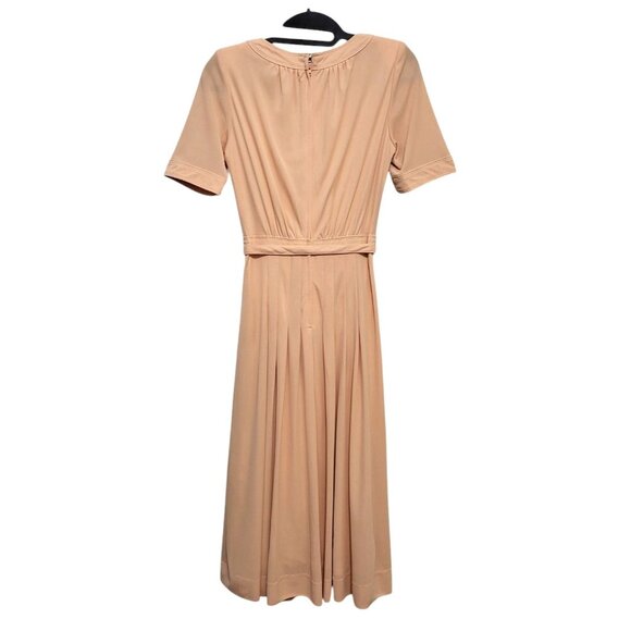 Vintage Mirage Peach Pleated Fit & Flare Midi Dress - Picture 7 of 14
